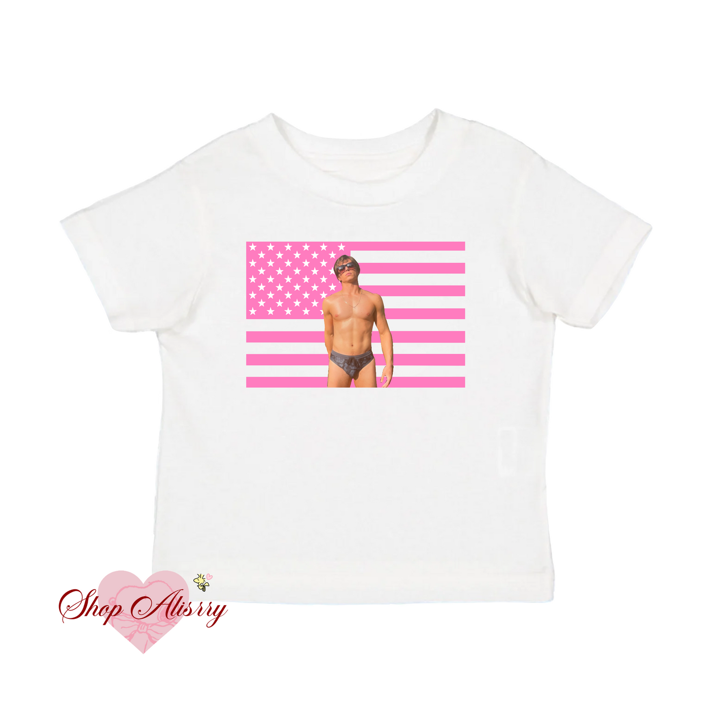 Nicholas Chavez pink flag top