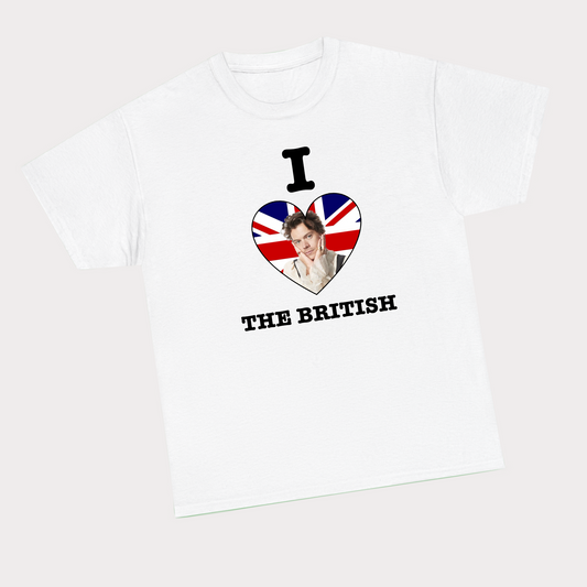I heart the British (Harry Styles) white tee